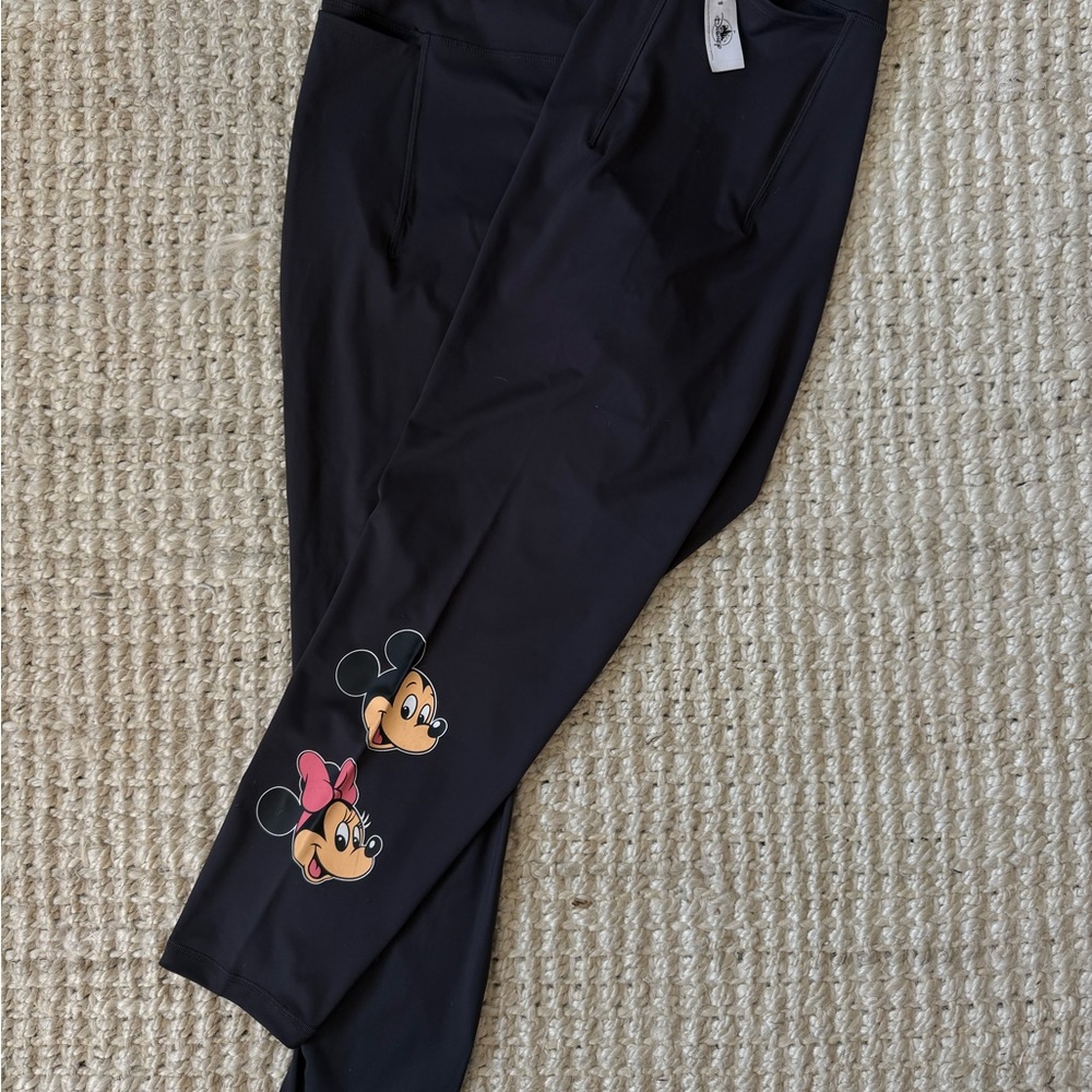 Disney Kids Black Leggings with Mickey and Minnie